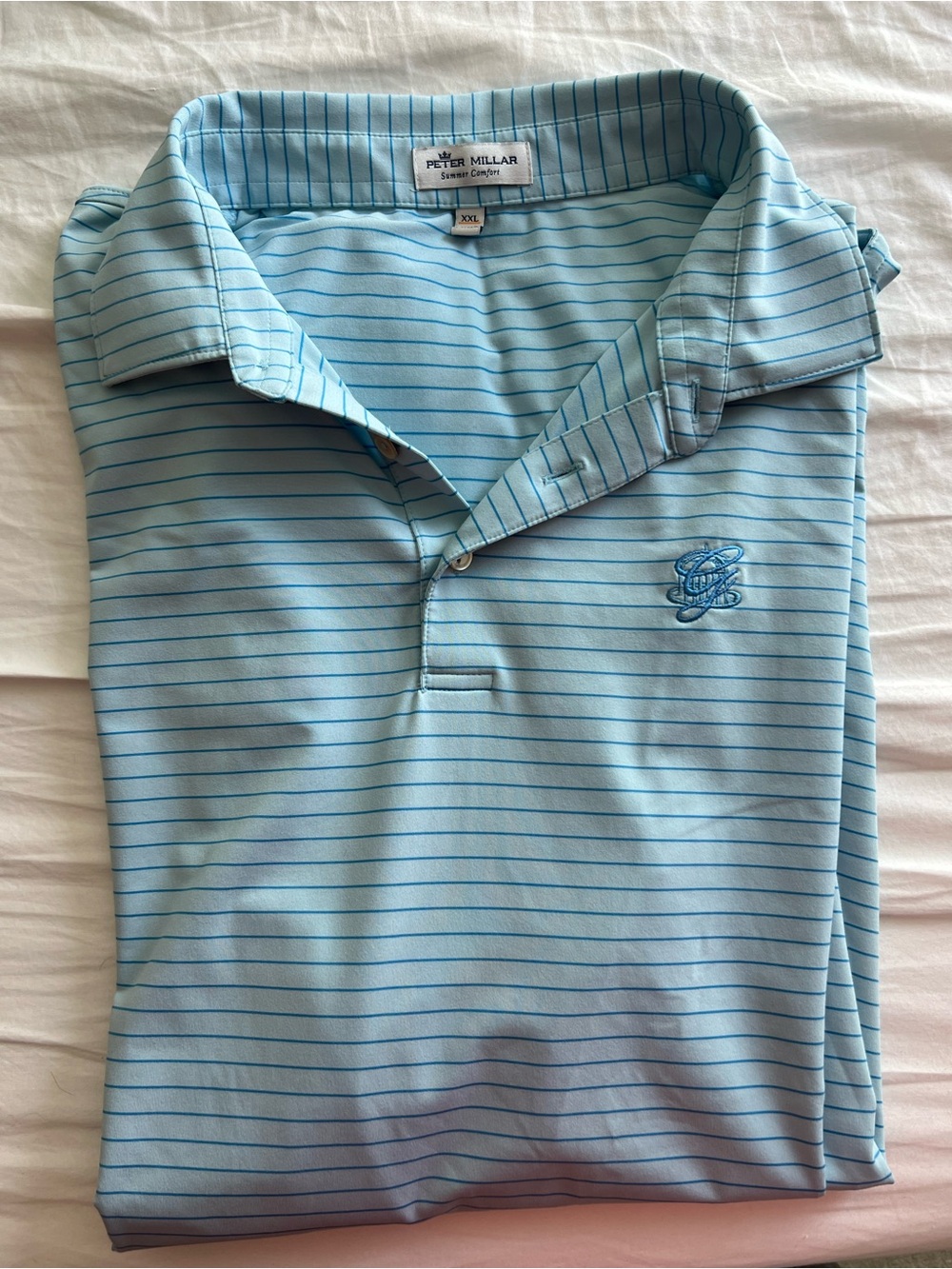 Peter Millar Light Blue Striped Polo